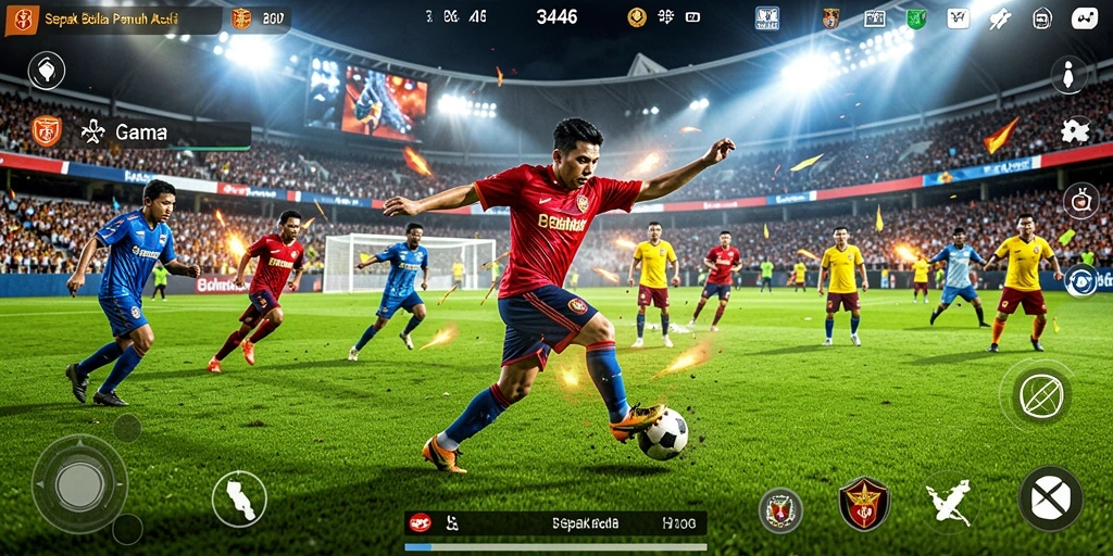 Tampilan gameplay <strong>3446</strong> dengan aksi sepak bola yang seru dan mendebarkan.