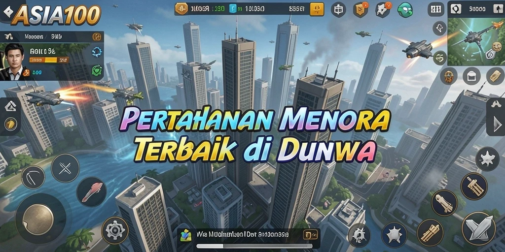 Tangkapan layar permainan ASIA100 yang menunjukkan aksi Tower Defense yang mendebarkan.
