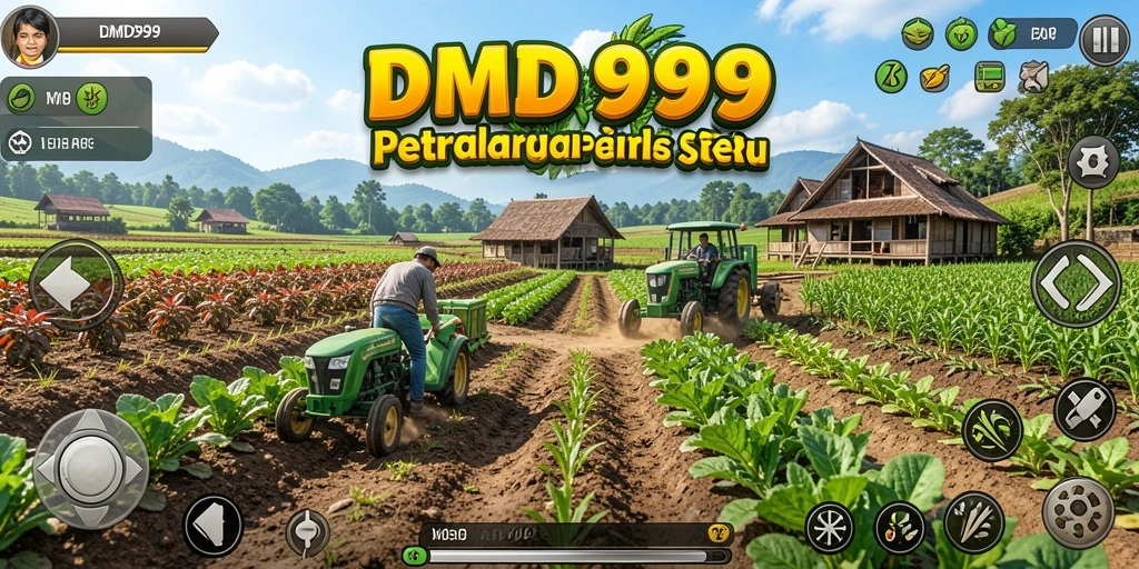 Tampilan gameplay DMD999 yang menampilkan aktivitas bertani.