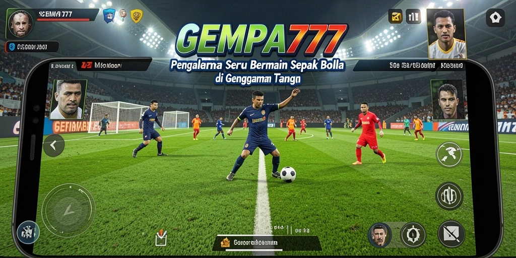 Tampilan gameplay <strong>GEMPA777</strong> yang menampilkan aksi sepak bola dinamis.
