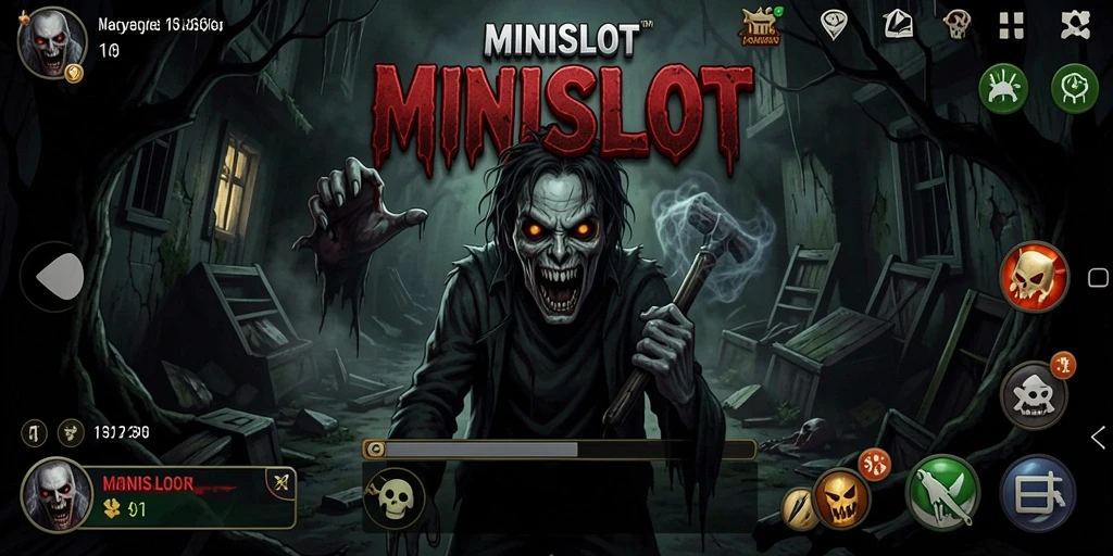 Tampilan gameplay menegangkan di <strong>MINISLOT</strong> dengan suasana horor yang mencekam.