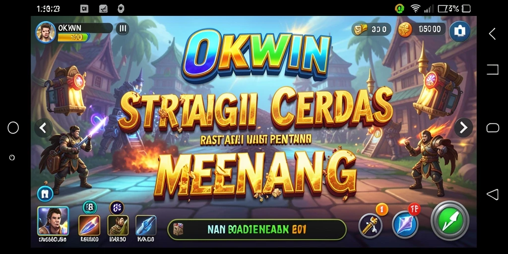 Screenshot utama dari gameplay OKWIN menampilkan aksi strategi yang mendebarkan.