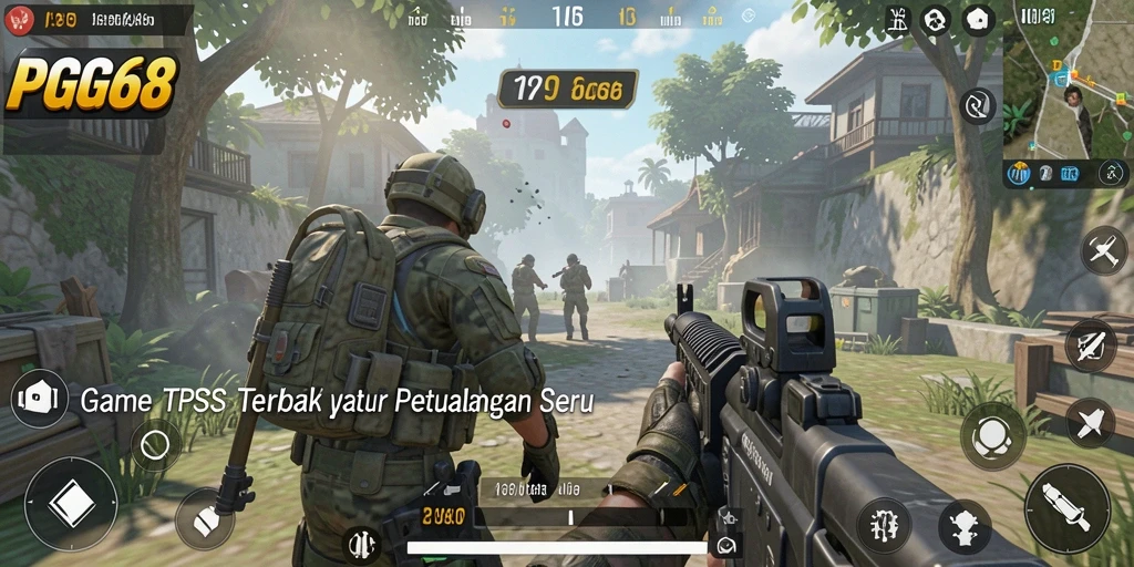 Tangkapan layar utama yang menunjukkan aksi gameplay TPS di PGG68.