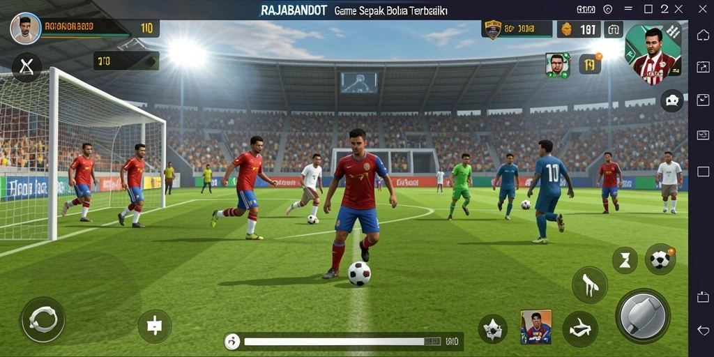 Tampilan menarik gameplay sepak bola yang menegangkan.