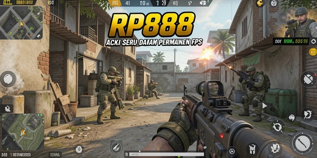 Tampilan gameplay seru RP888 yang memukau dalam mode FPS.