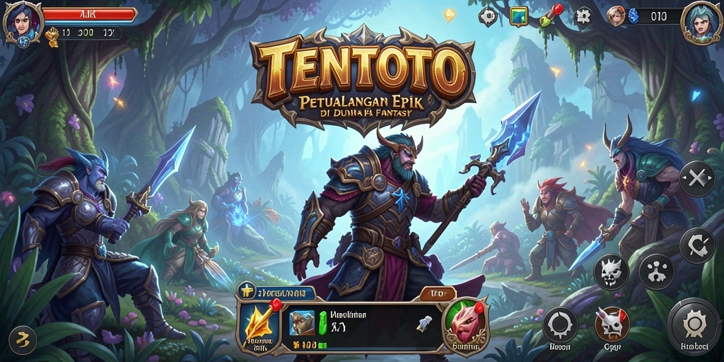 Tangkapan layar TENTOTO menampilkan aksi pertempuran seru dan karakter yang menawan.